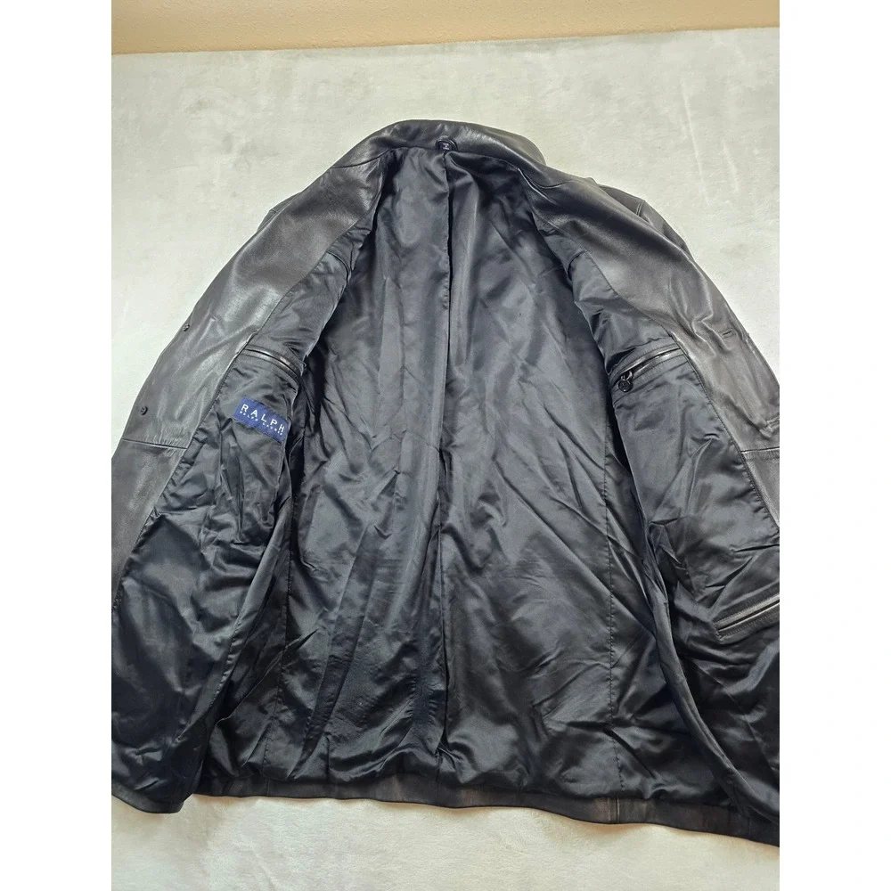 Ralph Lauren Leather Blazer Mens 40R Black Lambskin Soft! Sport Coat Vintage